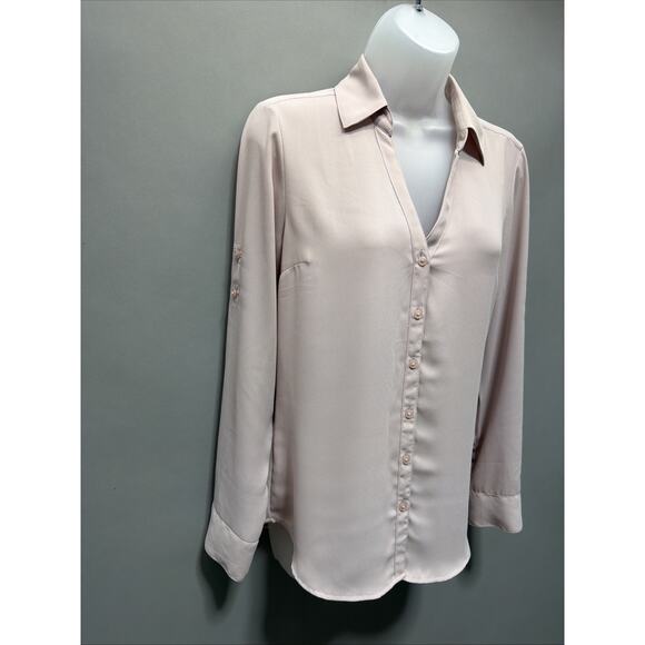 Express Women's Slim Fit Portofino Shirt Blouse | Size S Pink - Picture 2 of 7